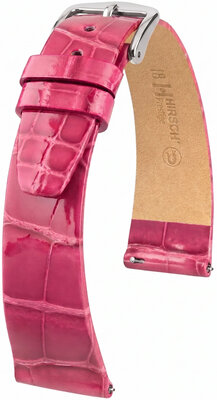 Leder-Uhrenarmband Hirsch Prestige L 02207024-2, rosa, Alligatorleder, Länge L, Quick Release