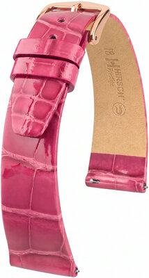 Leder-Uhrenarmband Hirsch Prestige L 02207024-7, rosa, Alligatorleder, Länge L, Quick Release