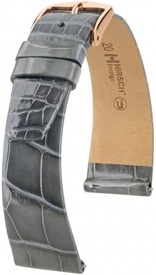 Leder-Uhrenarmband Hirsch Prestige L 02207030-7, grau, Alligatorleder, Länge L, Quick Release