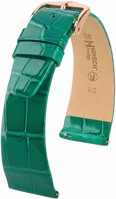 Leder-Uhrenarmband Hirsch Prestige L 02207040-7, grün, Alligatorleder, Länge L, Quick Release