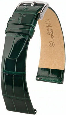 Leder-Uhrenarmband Hirsch Prestige L 02207041-2, grün, Alligatorleder, Länge L, Quick Release