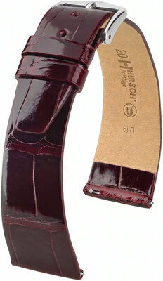 Leder-Uhrenarmband Hirsch Prestige L 02207060-2, rot, Alligatorleder, Länge L, Quick Release
