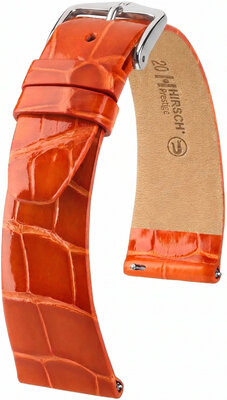 Leder-Uhrenarmband Hirsch Prestige L 02207077-2, orange, Alligatorleder, Länge L, Quick Release