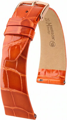 Leder-Uhrenarmband Hirsch Prestige L 02207077-7, orange, Alligatorleder, Länge L, Quick Release