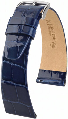 Leder-Uhrenarmband Hirsch Prestige L 02207080-2, blau, Alligatorleder, Länge L, Quick Release