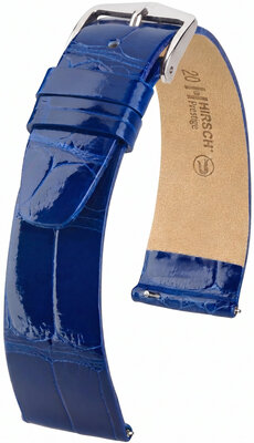 Leder-Uhrenarmband Hirsch Prestige L 02207082-2, blau, Alligatorleder, Länge L, Quick Release