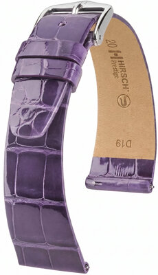 Leder-Uhrenarmband Hirsch Prestige L 02207084-2, violett, Alligatorleder, Länge L, Quick Release