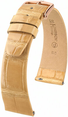 Leder-Uhrenarmband Hirsch Prestige L 02207090-7, beige, Alligatorleder, Länge L, Quick Release