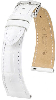 Leder-Uhrenarmband Hirsch London L 04207000-2, weiß, Alligatorleder, Länge L, Quick Release