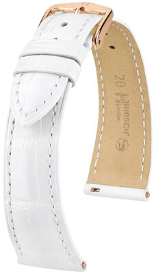 Leder-Uhrenarmband Hirsch London L 04207000-7, weiß, Alligatorleder, Länge L, Quick Release