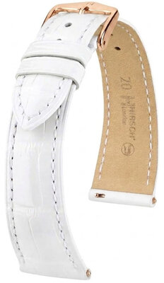 Leder-Uhrenarmband Hirsch London L 04207009-7, weiß, Alligatorleder, Länge L, Quick Release