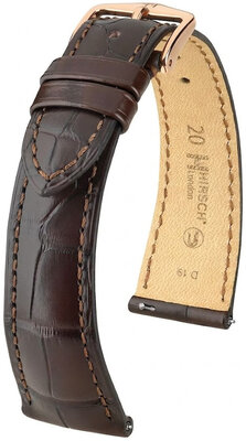 Leder-Uhrenarmband Hirsch London L 04207017-7, braun, Alligatorleder, Länge L, Quick Release