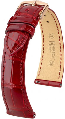 Leder-Uhrenarmband Hirsch London L 04207020-7, rot, Alligatorleder, Länge L, Quick Release