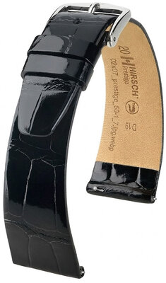 Lederband Hirsch Prestige 02207150-2, schwarz, Alligatorenhaut, Quick Release