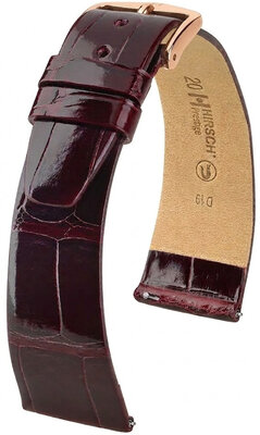 Lederband Hirsch Prestige 02207160-7, Rot, Alligatorenhaut, Quick Release