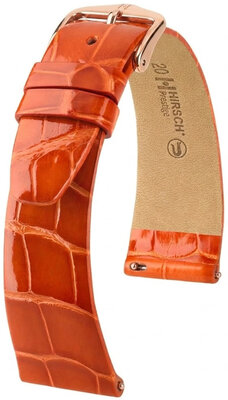 Lederband Hirsch Prestige 02207177-7, orange, Alligatorenhaut, Quick Release