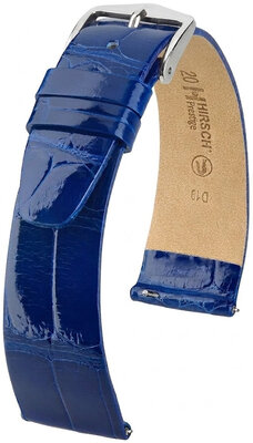 Lederband Hirsch Prestige 02207182-2, Blau, Alligatorenhaut, Quick Release