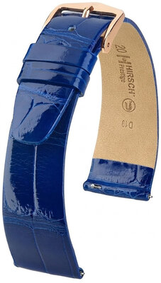 Lederband Hirsch Prestige 02207182-7, Blau, Alligatorenhaut, Quick Release
