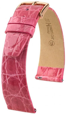 Lederband Hirsch Prestige 02208125-7, Rosa, Krokodilhaut, Quick Release
