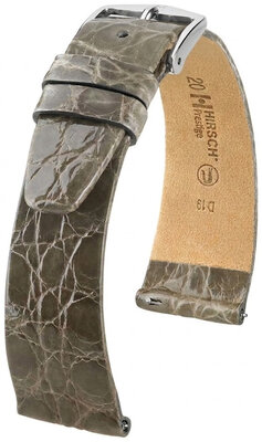Lederband Hirsch Prestige 02208130-2, Grau, Krokodilhaut, Quick Release