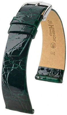 Lederband Hirsch Prestige 02208140-2, Grün, Krokodilhaut, Quick Release