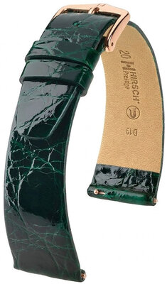 Lederband Hirsch Prestige 02208140-7, Grün, Krokodilhaut, Quick Release