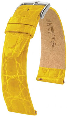 Lederband Hirsch Prestige 02208172-2, Gelb, Krokodilhaut, Quick Release