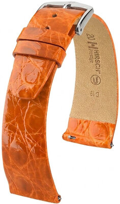Lederband Hirsch Prestige 02208176-2, orange, Krokodilhaut, Quick Release