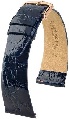 Lederband Hirsch Prestige 02208180-7, Blau, Krokodilhaut, Quick Release