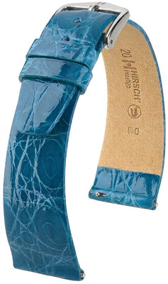 Lederband Hirsch Prestige 02208183-2, Blau, Krokodilhaut, Quick Release