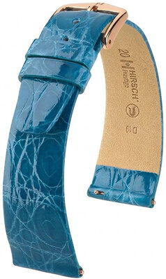 Lederband Hirsch Prestige 02208183-7, Blau, Krokodilhaut, Quick Release