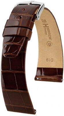 Lederband Hirsch Prestige 02307110-2, Braun, Alligatorenhaut, Quick Release