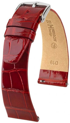Lederband Hirsch Prestige 02307120-2, Rot, Alligatorenhaut, Quick Release