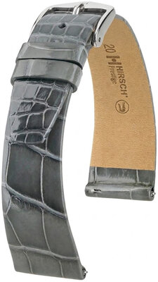 Lederband Hirsch Prestige 02307130-2, Grau, Alligatorenhaut, Quick Release