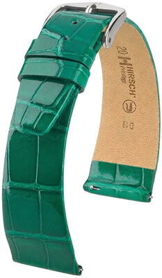 Lederband Hirsch Prestige 02307140-2, Grün, Alligatorenhaut, Quick Release
