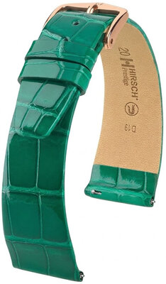 Lederband Hirsch Prestige 02307140-7, Grün, Alligatorenhaut, Quick Release
