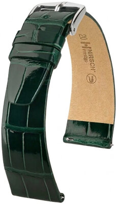 Lederband Hirsch Prestige 02307141-2, Grün, Alligatorenhaut, Quick Release