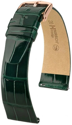 Lederband Hirsch Prestige 02307141-7, Grün, Alligatorenhaut, Quick Release