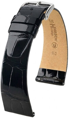 Lederband Hirsch Prestige 02307150-2, schwarz, Alligatorenhaut, Quick Release