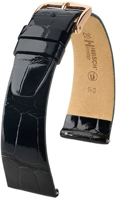 Lederband Hirsch Prestige 02307150-7, schwarz, Alligatorenhaut, Quick Release