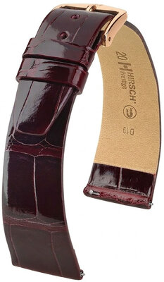 Lederband Hirsch Prestige 02307160-7, Rot, Alligatorenhaut, Quick Release