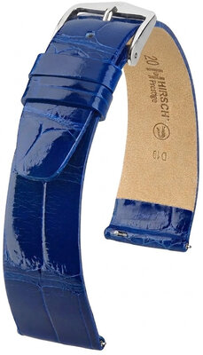 Lederband Hirsch Prestige 02307182-2, Blau, Alligatorenhaut, Quick Release