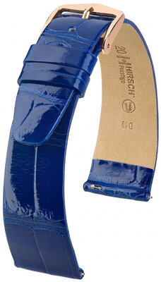 Lederband Hirsch Prestige 02307182-7, Blau, Alligatorenhaut, Quick Release