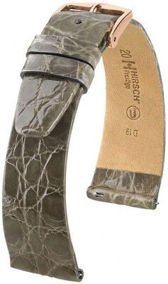 Lederband Hirsch Prestige 02308130-7, Grau, Krokodilhaut, Quick Release