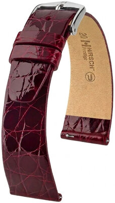 Lederband Hirsch Prestige 02308160-2, Rot, Krokodilhaut, Quick Release