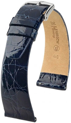 Lederband Hirsch Prestige 02308180-2, Blau, Krokodilhaut, Quick Release