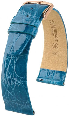 Lederband Hirsch Prestige 02308183-7, Blau, Krokodilhaut, Quick Release