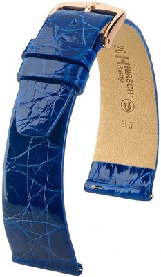 Lederband Hirsch Prestige 02308185-7, Blau, Krokodilhaut, Quick Release