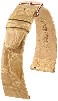 Lederband Hirsch Prestige 02308190-7, Beige, Krokodilhaut, Quick Release