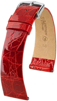 Leder-Uhrenarmband Hirsch Prestige L 02208020-2, rot, Krokodilleder, Länge L, Quick Release